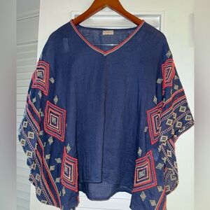 Lula Soul Bohemian Embroidered and Beaded Boho Shirt Size Medium